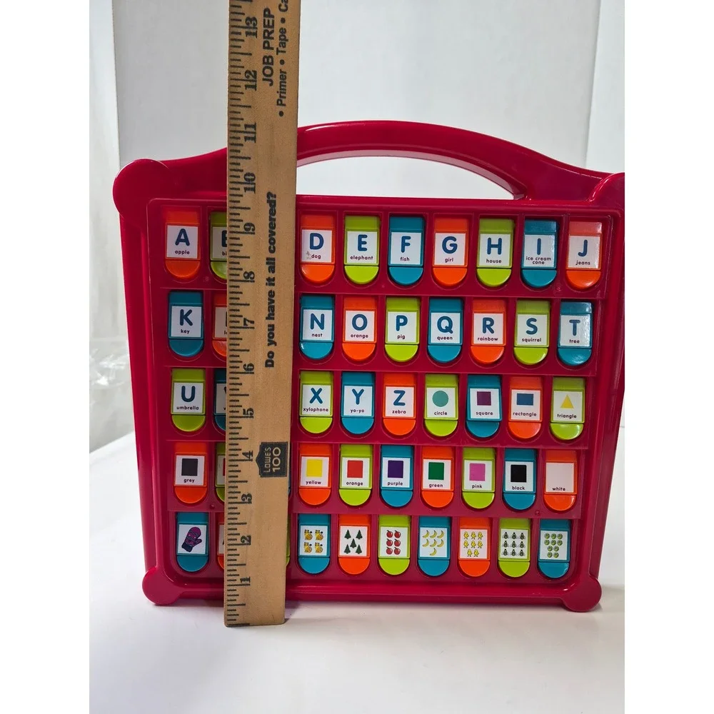 Battat Hide & Seek Alphabet Board Kids Educational Toy Red picture number flaps